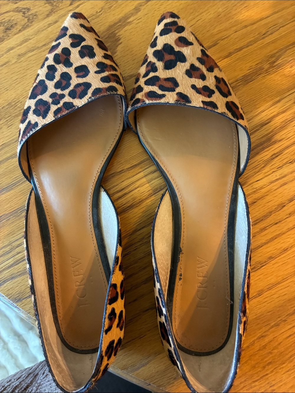 J. Crew Leopard Print Calf hair Pointed D'Orsay Flats - Brown/Black